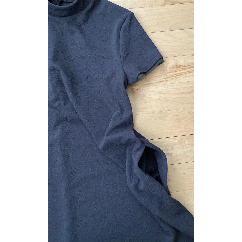 Simply Vera Wang Floral Texture Embossed A-Line Dress Womens M Blue Short Sleeve - Picture 15 of 16